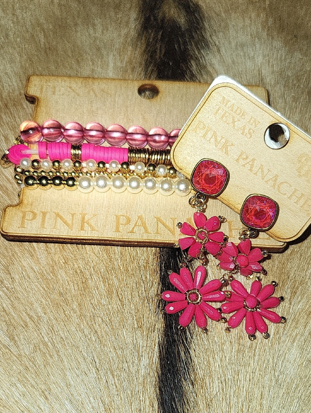 Pink Panache Bright Pink Floral Drop Earrings